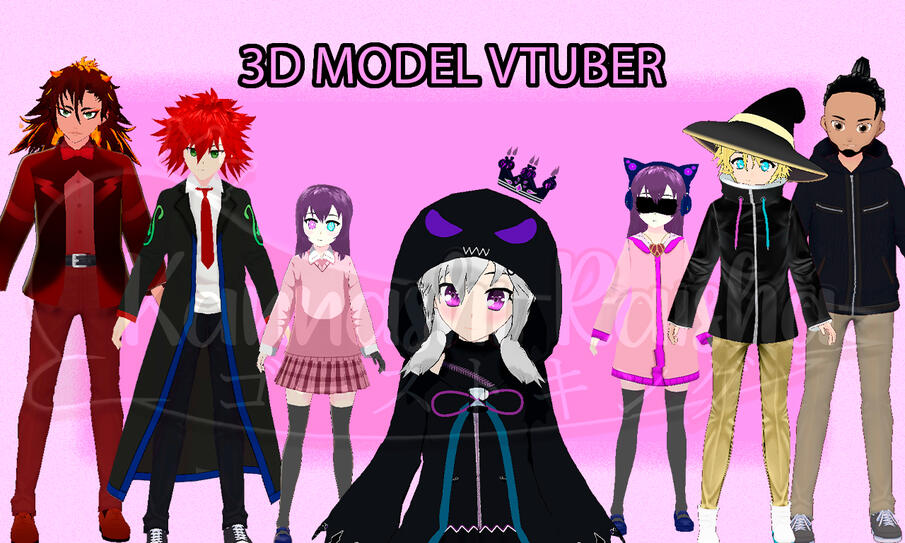 Modelos Anime 3D hechos con Base VRoid y mejorados en Blender